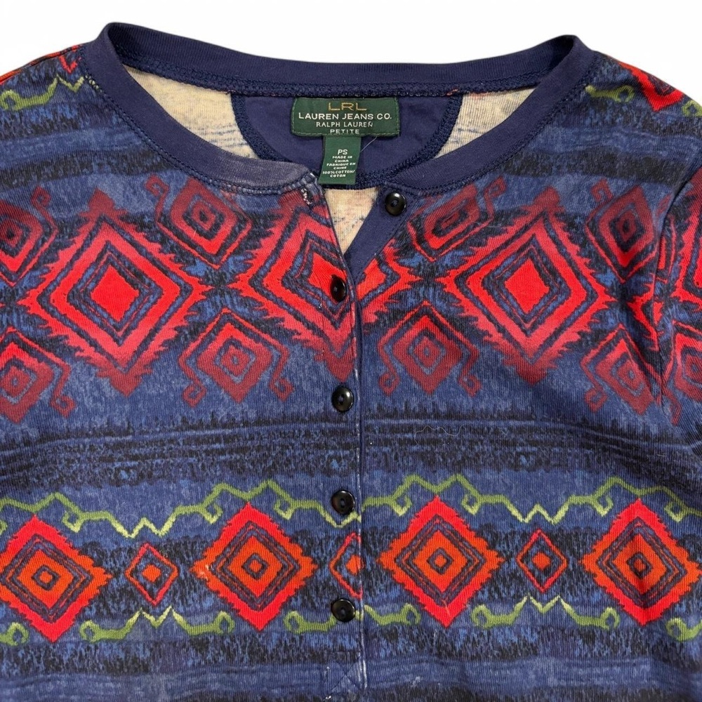 LRL Lauren Jeans Co. by Ralph Lauren Aztec Southwest Print Henley